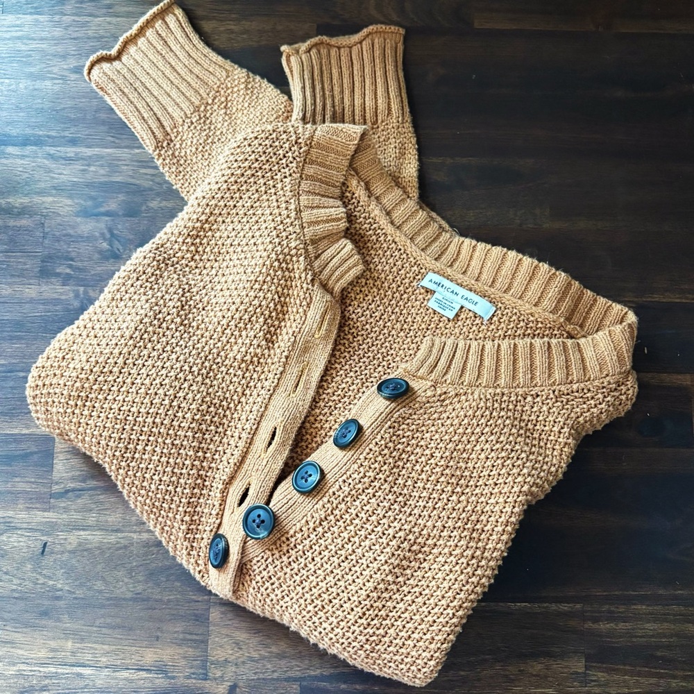 American Eagle Outfitters Camel Cardigan with Button Accents
